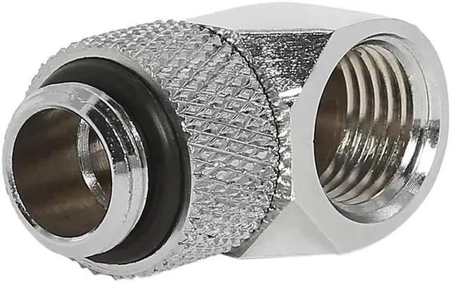 Alt view image 4 of 5 - 4 PCS Nickel-Plated Brass Silver Chrome G 1/4 Inch Male to Female 90 Degree Rotary Fitting Adapter for PC Water Cooling