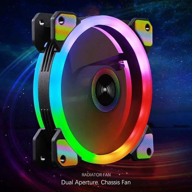 Alt view image 3 of 5 - PC Case Fan Cooler 120mm 4pin LED Cooling Fans for Computer Silent Heatsink 12V Dual Halo Air Cooler Fan RGB Cooling