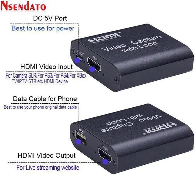 Alt view image 2 of 5 - 4K USB2.0  Video Capture Grabber Card Record Box with loop for PS4 Phone Game Camcorder Camera Recording PC Live Streaming