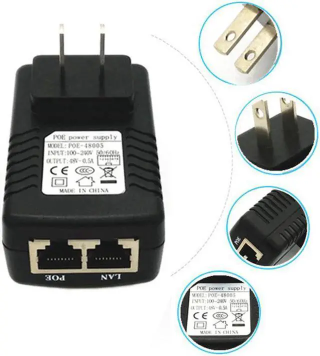 Main image of Power Adapter Converter Network Device Supply Adapter US/EU POE Plug Wall Plug Injector Ethernet Adapter