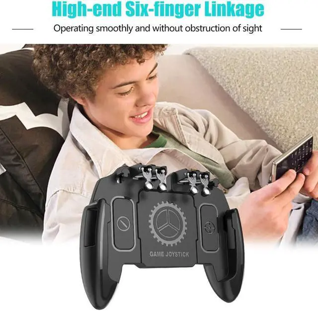 Alt view image 5 of 5 - Six Finger PUBG Mobile Game Controller Gamepad Trigger Aim Button L1 R1 Joystick