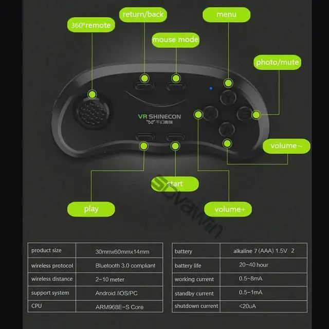 Alt view image 2 of 5 - Shinecon Gamepad Bluetooth Wireless Phone Game Pad Joypad Remote Gaming Controller Controle For Android For iPhone  Glasses