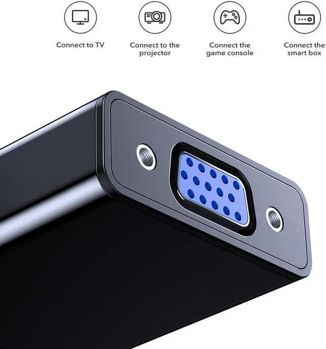 Alt view image 4 of 5 - TO VGA Adapter for Audio Cable Splitter to VGA Converter Digital HD 1080p For PC Laptop Tablet Cable Adapter