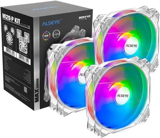 Alt view image 2 of 5 - Max Series 120mm Cooling Fan 3pcs Set Adjustable RGB Lighting 4pin PWM + 3pin RGB Support Aura/RGB FUSION