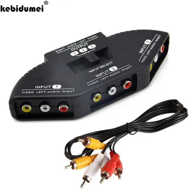 Main image of High Quality 3 Ports Black Selector Video Game Switch Cable AV RCA for TV DVD