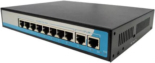 Alt view image 7 of 7 - 8 Port 100Mbps IEEE802.3af POE Switch/Injector Power over Ethernet Network Switch for IP Camera VoIP Phone AP devices 2 Up-link