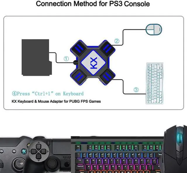 Alt view image 5 of 5 - Gamepad Controller Gaming Keyboard Mouse Converter Portable Video Game Keyboard Mouse Adapter For Switch/Xbox/PS4/PS3