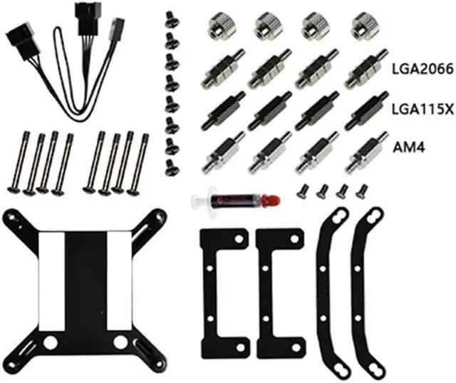 Alt view image 5 of 5 - Water Cooler 120mm 4 Pin 2 Heat-pipes Integrated Cooling Radiator Heatsink 2 Fan for LGA 2011/2066/115X/1200 AM4
