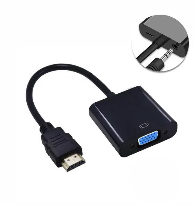 Alt view image 2 of 3 - 1080P HDMI To VGA Adapter HDMI Splitter to VGA Converter Digital Analog Video 3.5mm jack Audio Adaptor for PS4 Laptop Projector