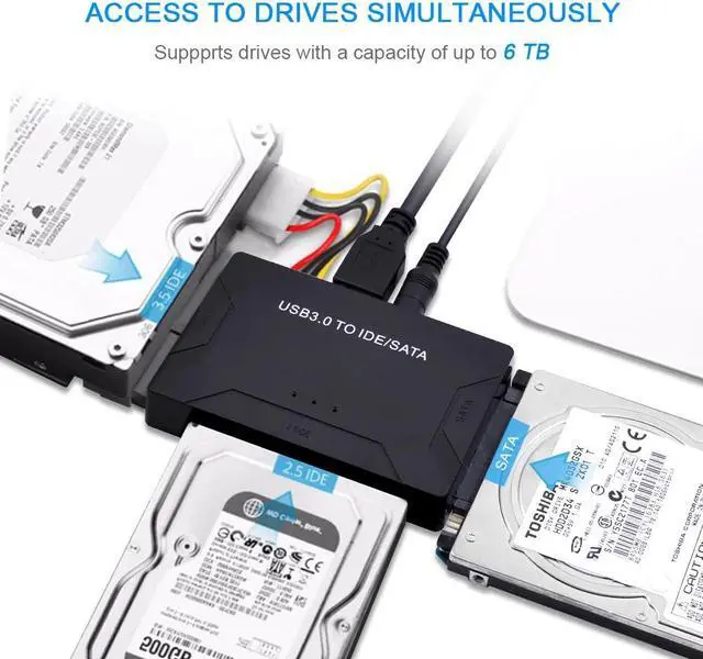 Alt view image 2 of 5 - 3 in 1 SATA to USB IDE Adapter USB 3.0 to SATA IDE ATA Data Converter for PC Computer 2.5" 3.5" SSD HDD + Power Cable