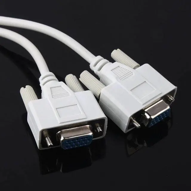 Alt view image 3 of 3 - 15 Pin VGA Male to 2 VGA SVGA Female Adapter Splitter Video Monitor Y Cable#53853
