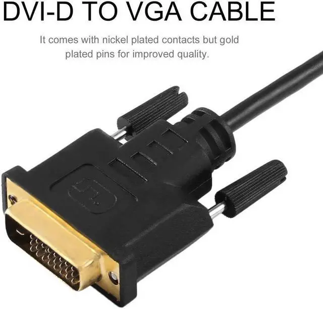 Alt view image 3 of 5 - Full HD 1080P DVI-D to VGA Active Adapter Converter Cable 24+1 Pin Male to 15pin Female Monitor Cable for PC Display Card