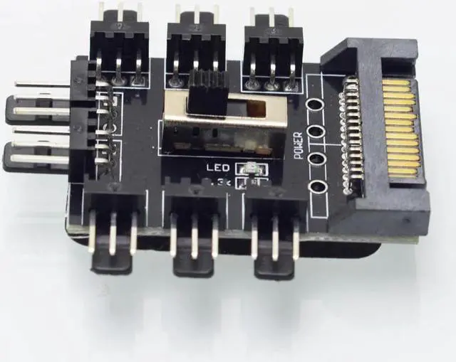 Alt view image 2 of 5 - Way Splitter Cooler Cooling Fan Hub PC Computer SATA 1 to 8 3pin 12V Power Socket PCB Adapter XXM8