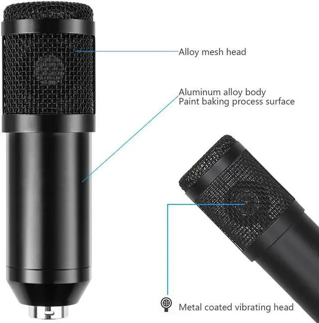 Alt view image 2 of 5 - Microphone BM 800 Recording Microphone Karaoke Microphone for PC Laptop Studio Recording Mic With Sound Card
