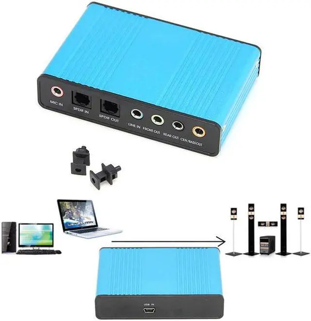 Alt view image 3 of 5 - USB 5.1 o Sound Card Optical Fiber Laptop PC Sound Card S/PDIF for HTPC Home Theatre Video Game