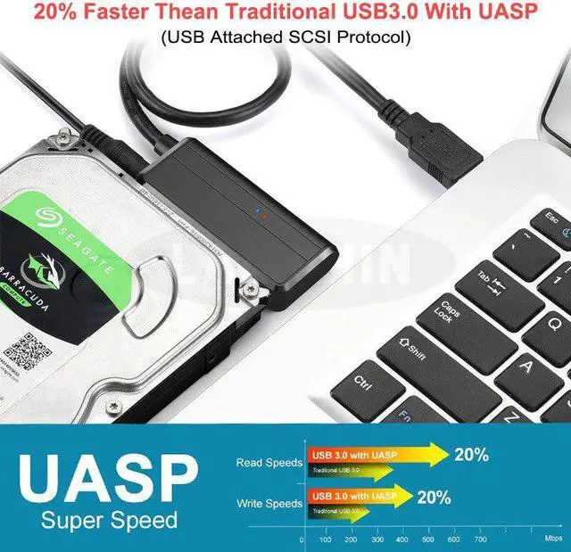 Alt view image 3 of 5 - 3.0 SATA 3 Cable Sata To  Adapter Support 2.5 or 3.5 Inch External SSD HDD Hard Drive Plug and play 22 Pin Sata III Cable