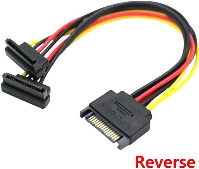 Alt view image 3 of 5 - SATA right angle 1 to 2 way 15Pin SATA power extension  male to dual female SATA SSD power port multiplier 20cm best price