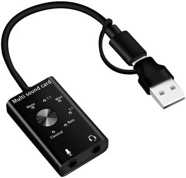 Alt view image 2 of 5 - USB 7.1 Sound Card External USB to Earphone/Microphone Interface Sound Card for Windows/Mac/Linux