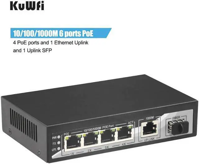 Main image of 1000Mbps POE Network Switch 6Ports Gigabit Switch Ethernet 4*10/100/1000Mbps POE Port 10Gbps Switching Capacity Plug Play