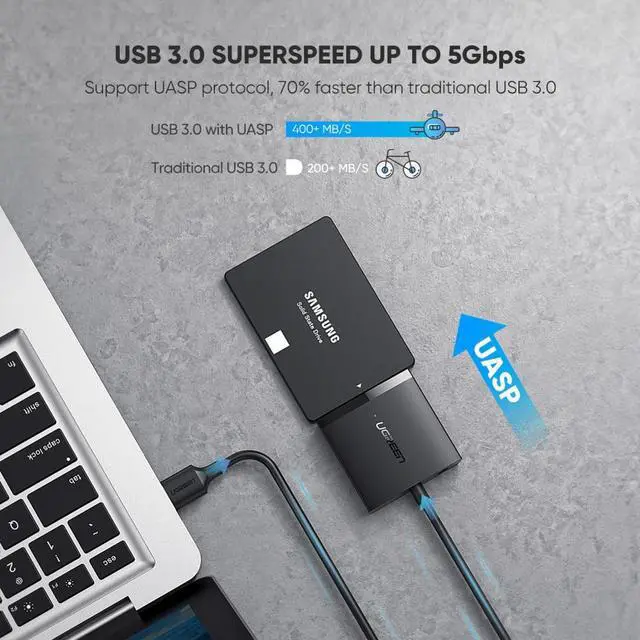 Alt view image 3 of 5 - SATA to USB 3.0 Adapter Cable with UASP SATA III to USB Converter for 2.5" 3.5 Hard Drives Disk USB SATA Adapter