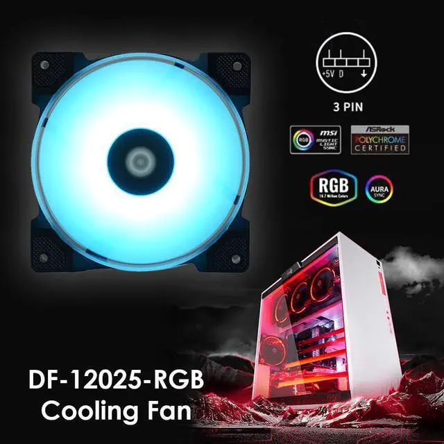 Main image of DF-12025-RGB PWM Fan 120mm Addressable RGB Cooling Fan for PC Case Water Cooling System Waterblock