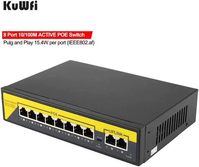 Alt view image 2 of 5 - 10 Port Switch,8POE and 2 Uplink , 802.3af/at, 120W Built-in Power, Vlan Up to 250m, Metal Plug & Play Network Switch