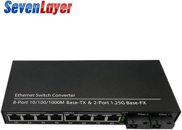 Main image of Optical Media Converter Gigabit Ethernet switch 10/100/1000M 8 RJ45 UTP and 2 SC Port
