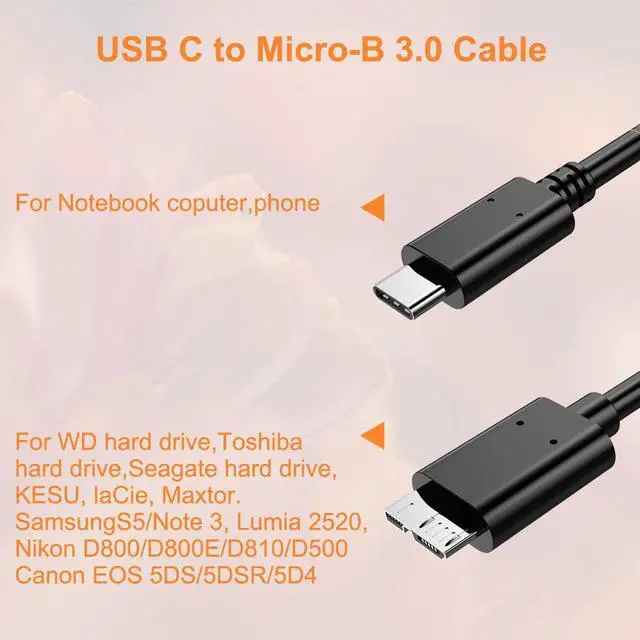 Alt view image 4 of 5 - B USB C 3.0 Cable 5Gbps External Hard Drive Disk HDD Cable for  S5 Note3    HDD Data USB3.1 Cables