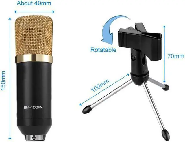 Alt view image 5 of 5 - BM - 100FX USB Condenser Sound Recording Microphone with Braodcasting