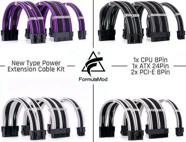 Alt view image 4 of 5 - Fm-NCK1 Power Extension Cable Kit Combination Color 18AWG ATX24Pin+PCI-E8Pin+CPU8Pin For PSU To Motherboard/GPU