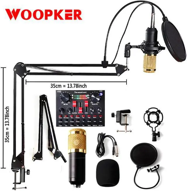 Main image of 800 Studio Condenser Microphone Kit Vocal Recording KTV Karaoke Microfone with Sound Card and Stand for PC Computer