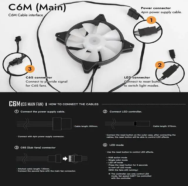 Alt view image 5 of 5 - 120mm Computer RGB PC Case Fan 4pin Desktop Computer Cooler Cooling Fan Silent ARGB PC Fans 3 Pack with free Thermal Grease