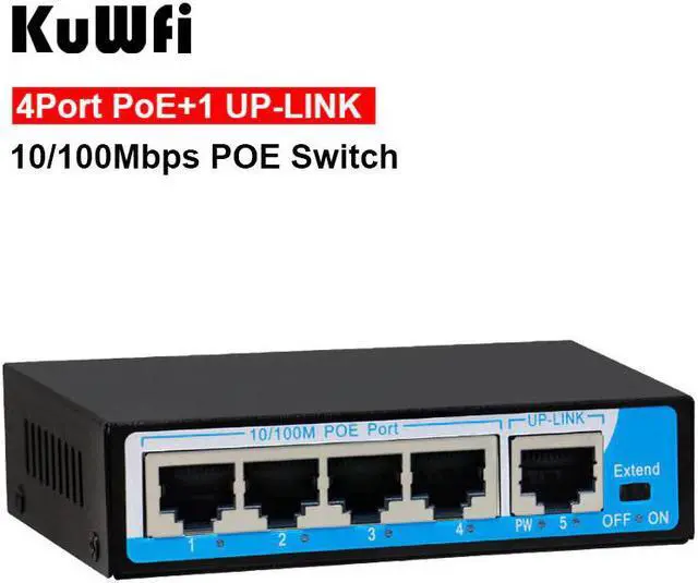 Alt view image 3 of 5 - 10/100Mbps Mini 4 POE Port+1 Uplink POE Switch Fast Ethernet Network Switch Full/Half duplex exchange AC Power Adapter