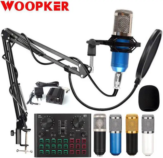 Main image of 800 Microphone Studio Recording Kits 800 Condenser Microphone for Computer Phantom Power Karaoke Bluetooth Sound Card