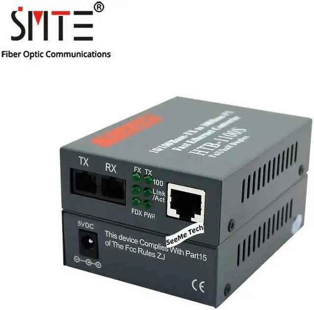 Alt view image 3 of 5 - Media Converter HTB-1100S 25km 10/100Mbps RJ45 Single Mode Duplex Fiber TX RX SC 1550nm
