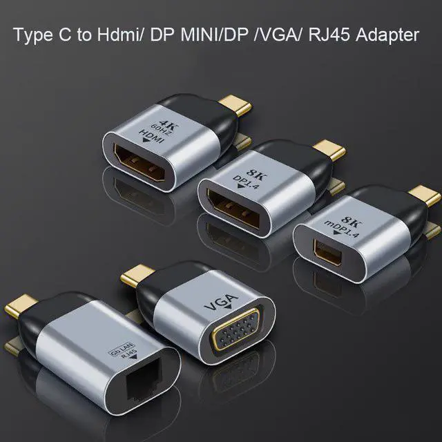 Main image of Type C to 4K VGA DisplayPort1.4 mini DP Cable Adapter RJ45 Lan Ethernet Converter for MacBook Pro HUAWEI C Adapter