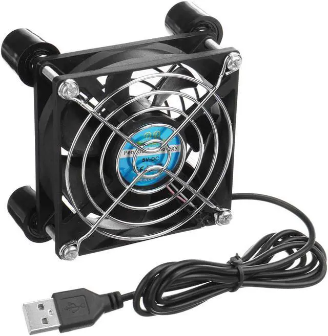 Alt view image 4 of 5 - 80mm Router Cooling Fan Rack TV Box Wireless Router Cooling USB 5V Cat Radiator Rack Heatsink Cooler Cooling Fan