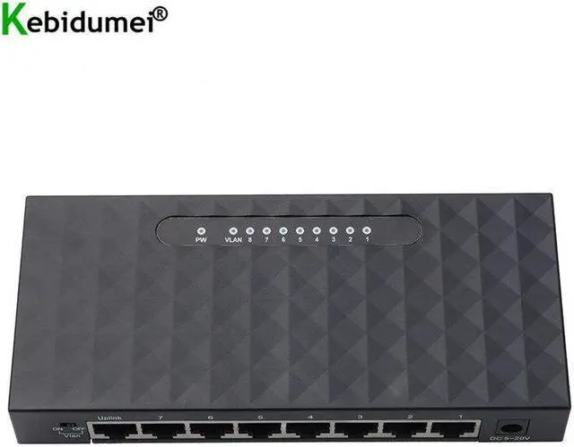 Alt view image 2 of 5 - 10/100/1000Mbps 8 Port Gigabit Network Switch Gigabit Ethernet Network Switcher RJ45 Lan Hub High Performance Ethernet EU Plug