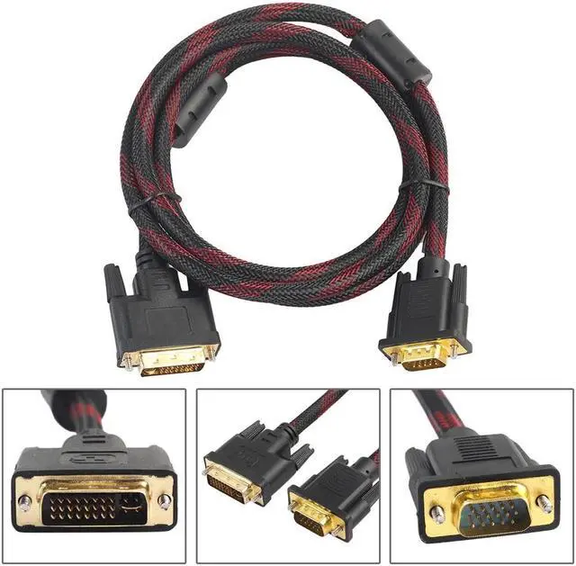 Alt view image 2 of 5 - 1.4m DVI Male to VGA Male DVI-I Cable 24 + 5 VGA Turn Cable Connector Cable to DVI-I to VGA Video for HDTV DVD Notebook