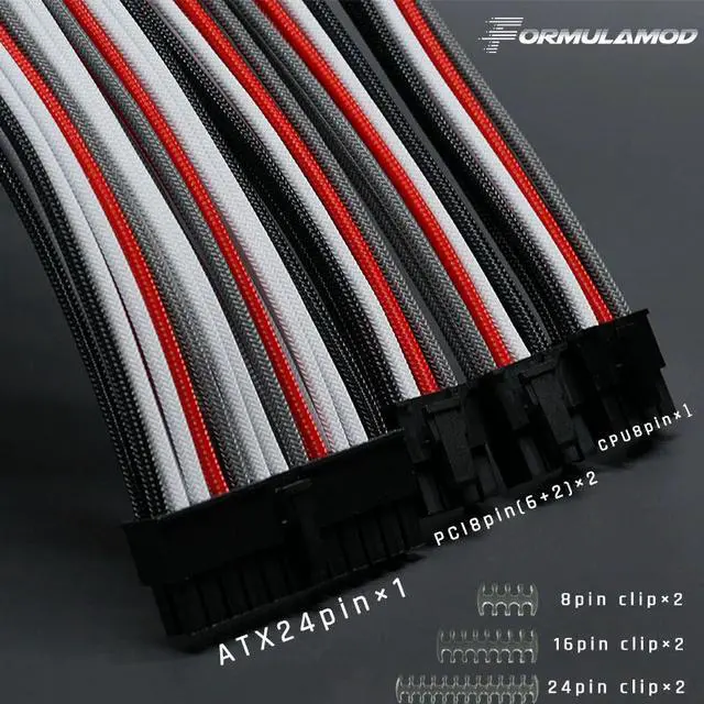 Main image of Fm-CableKit-01, 18AWG Extension Cable Kits, Including ATX 24Pin*1 PCI-E 8PIN*2 CPU 8PIN*1 Comb Set