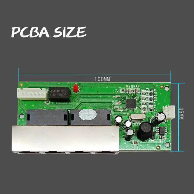Alt view image 2 of 5 - mini 5 port 10/100mbps network switch 5-12v wide input voltage smart ethernet pcb rj45 module with led built-in