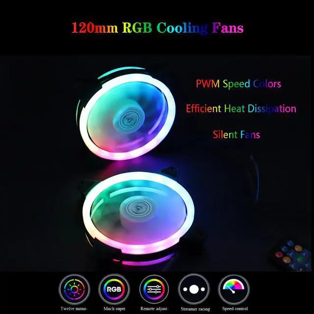 Alt view image 2 of 5 - 120mm Computer Cooling Fan PC RGB Case Fan Cooler Adjustable PWM RGB Led 12V Mute PC Case Fans 6Pin Interface Synchronization