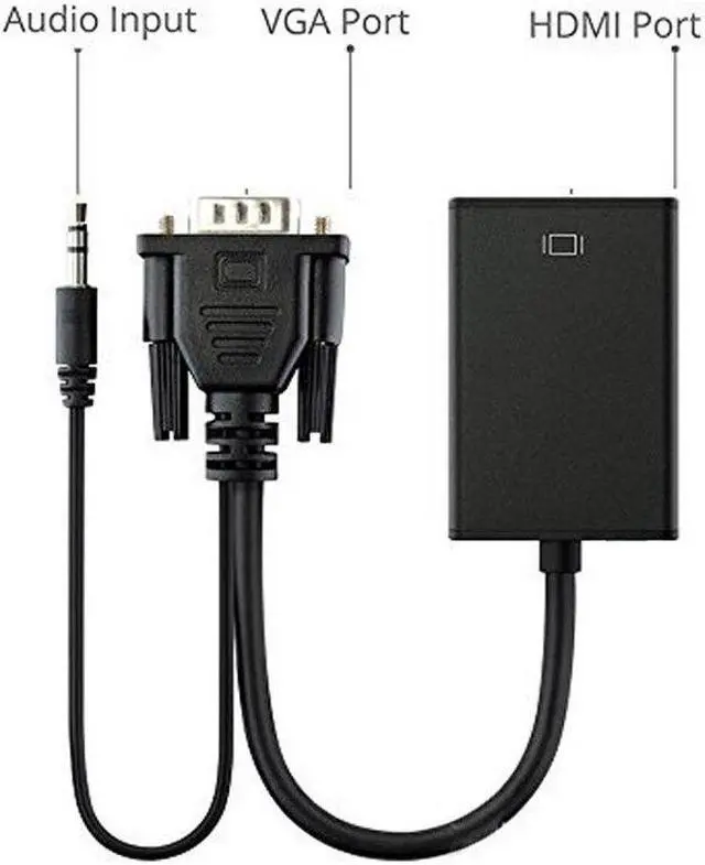 Alt view image 2 of 6 - VGA Male to HDMI Female Adapter Converter Cable With 3.5 mm Audio Output 1080P VGA to HDMI for PC laptop to HDTV Projector ps4