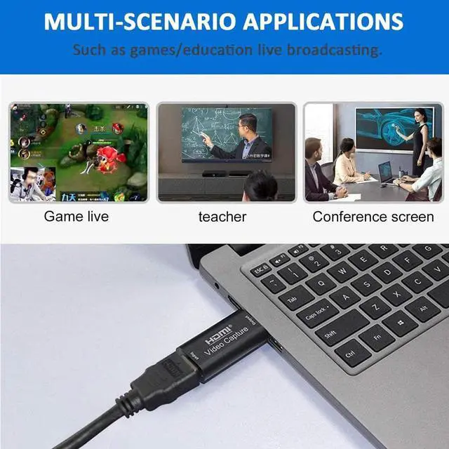 Alt view image 5 of 5 - USB 2.0 HDMI Capture Card Mini Video Recording Box with USB 3.1 OTG Adapter for Game DVD Live Streaming Broadcast