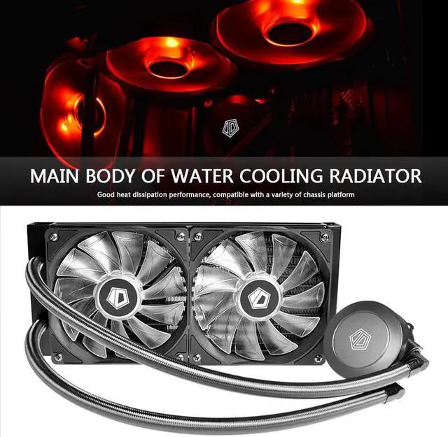 Alt view image 2 of 5 - Water Cooler 120mm 4 Pin 2 Heat-pipes Integrated Cooling Radiator Heatsink 2 Fan for LGA 2011/2066/115X/1200 AM4