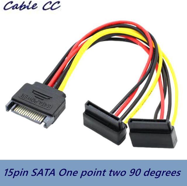 Main image of SATA right angle 1 to 2 way 15Pin SATA power extension  male to dual female SATA SSD power port multiplier 20cm best price