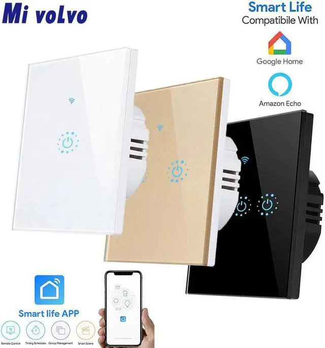 Main image of smart touch switch WIFI network connection smart life APP control EU standard single line control light switch