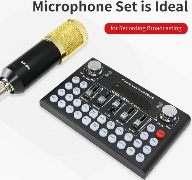 Alt view image 2 of 5 - Recording Studio bm 800 Microphone Sound Card Voice Changer bm800 Condenser Microphone for PC Computer /with Stand