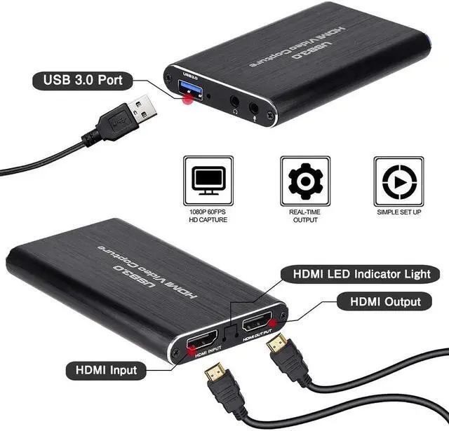 Main image of HD 1080P 4K  Video Capture Card  To USB 3.0 Video Capture Board Game Record Live Streaming Broadcast Loop Out