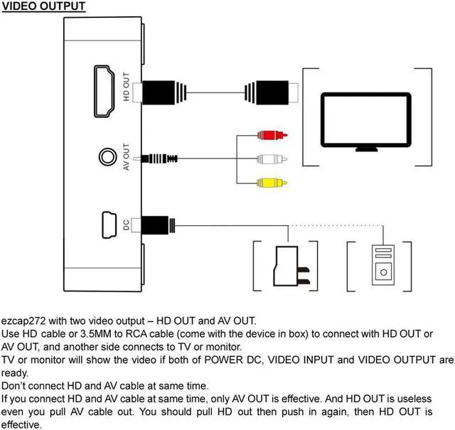 Alt view image 5 of 5 - 272 AV Capture Recorder Analog to Digital Video Converter 3.5mm to 3RCA cable AV Recorder hd Output TF Card Save File